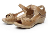 Summer Woman Leather Shoes Soft Outsole Open Toe Sandals Casual Wedges Women Shoes 2021 New Fashion Women