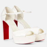 Cl New Fish Mouth High-Tight Buckle With Red-Soled Sandals Coarse Heel Waterproof Table Ultra-High Heel Sandals