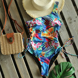 One Shoulder Swimwear 2021 New Printed One Piece Swimsuit Push Up Bathing Suit Beach wear Monokini