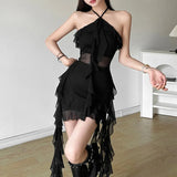 2024 Summer New Women's Clothing Solid Color Repair Height Waist Street Fashion Hanging Neck-Laught