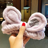 Face Hair Holder Hairbands Soft Warm Coral Fleece Bow Animal Ears Headband For Women Girls Turban Fashion Hair