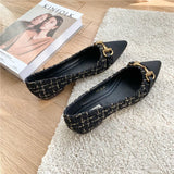 Spring And Summer New Fairy Wind Chain Flat Sole Single Shoes Women's Version Of Sharp Head Light Soft Bottom