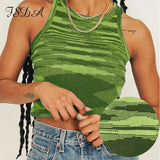 2021 Knit Crop Top Women Sleeveless Basic T Shirts Casual Summer Off Shoulder Blue O Neck Tank Top Vintage