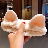 Face Hair Holder Hairbands Soft Warm Coral Fleece Bow Animal Ears Headband For Women Girls Turban Fashion Hair
