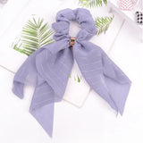 Bow Long Ribbon Hair Scrunchie Chiffon Floral Print Sweet Elastic Hair Band Ponytail Hair Scarf Hair Tie Hair