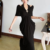Summer Fashion Trend Women's New V-Necked Bare Back Mesh Splicing Body And Hip