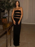 Black Slit Tube Maxi Dress- Outfit