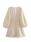 2023 Woman Short Playsuit Crochet Summer Woman Jumpsuit Fashion Puff Long Sleeve Female Jumpsuit Loose
