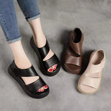 New Roman Sandals 2025 Retro Platform Increased And Light Open Toe Side Empty Velcro Fashion Casual