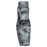 Women Autumn Summer Sleeveless Printed Bodycon Slim Package Hip Dress 2021 Female Clothing Streetwear Wholesale