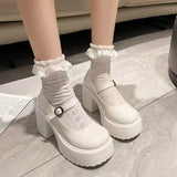 Thick Heel With A Small Leather Shoes Women 2025 Winter New Thick-Sed Retro English Style Mary Jane Single
