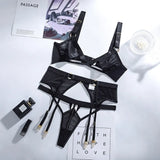Hollow Out Lingerie Sexy 3 Piece Set Wireless Lace Erotic Lingerie Underwear Women Set Sensual Lingerie