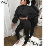 Fall Winter Black 2 Two Piece Sets Tracksuit Womens Outfits 2022 Long Sleeve Tops And Pants Sets Female Matching