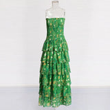 2025 New Fashion Sexy Print Pattern Lotus Leaf Design Slimming Cake Dress Bra