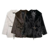 Women's Winter New Artificial Fur Effect With Belt In The Long Fur