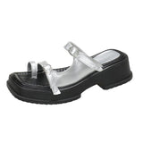 Thick Bottom Slippers Women Wear 2025 Summer Fashion Square Jacket Slippers Sweet Word Beach Cool