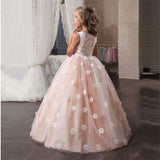 Dress Embroidery Lace Flower Bridesmaid Dress Princess Dress Party Long Gown Xmas Pageant Party First Communion