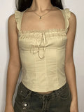 Flutter Sleeve Lace Up Corset Top- Outfit