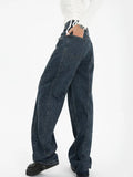 Blue Womens Jeans High Waist Vintage Straight Baggy Denim Pants Streetwear American Style Fashion Wide Leg Denim