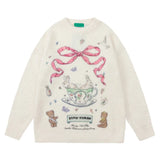 Aesthetic Rabbit Print Oversized Sweater-Outfit