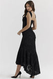Lace Textured Strap Wrap Midi Dress-Outfit