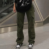 Y2k Cargo Pants Baggy Jeans Women Fashion 90s Streetwear Pockets Wide Leg High Waist Straight Denim Trousers