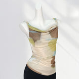 Zingj Beauty Does Not Penetrate Double Layer Mesh Gauze Dizzy Dye Kink Vest Female Summer Outside Wear Sleeveless T Shirt Inside Build Halter