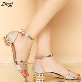 Ladies Sandals Shoes Women L Luxury High Quality Sandals Ankle Mid Heel Block Party Open Toe Square Shoes Zapatos De