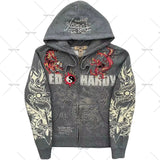Skull Hoodie Y2k Vintage Gothic Autumn And Winter Hip Hop Long-Sleeved Coat Loose Hooded