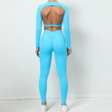 Zingj And Winter Big Show Back Long Sleeve Jacket Tight Yoga Pants Nude Feeling Quick-Dry Sports Suit Show Slim Fitness Suit-Outfit