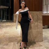 Black Off-shoulder Tie Up Midi Dress- Outfit