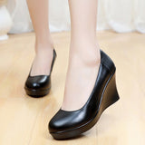 Round Head Pedal Women's Shoes With High Heel Heel Singles Thick-Sed Waterproof Table Is Installed In The Work Of Shallow-Mouthed