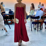 Off Shoulder Party Long Dress Fashion Women Satin Swing Loose Dress 2022 Chic Boho Sleeveless Chest Wrap Beach
