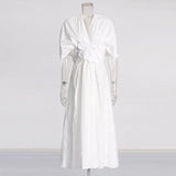 French Elegant Style Swing Dress 2025 New Fashion Temperament V-Neck Collage Flower Design High-Rise