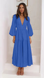 Zingj Autumn And Winter V Collar Waist Show Thin Pleated Long Sleeve Small Fresh Dress Female