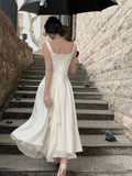 Zingj Elegant Ruffles White Midi Dresses 2023 Summer New Evening Party Women Clothes Fashion Sundress Birthday Ladies Dresses 211-0-Outfit