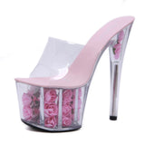 Zingj 2023 Summer New Model Shoes Super High Heels 17CM Thin Heel Waterproof Table Sandal Female Transparent