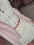 Knitted Cable Knit Zipper Hobbie Top and Mini Skirt Set-Outfit