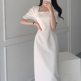 Summer Women Solid Color Elegant Vestidos Business Party Bodycon Work Office Lady Female