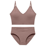 Sexy Seamless Tops Set Low-waist Panties Women Wireless Underwear Suit Soft Padded Bras Set Backless Bralette