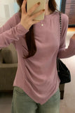 T-Shirt With Round Neck And Shoulder For Women In Autumn, The New Irregular Bottom Has A Niche Coat With A Sense Of