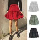 Summer Women's High Waist Chiffon Big Swing Short Skirt Printed Pleated Polka Dot Skirt Casual Short