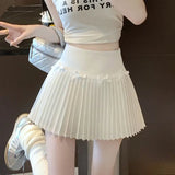 Yuanying's Same White Half-Dressed Woman's Summer New Hundred-Fold Skirt Sweet High-Waisted Thin A-Word Short
