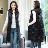 Large Size 5XL Autumn Winter New Down Cotton Vest Female Long Korean Version Show Thin Vest Leisure Horse Clip Vest-Outfit