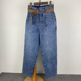 Summer Vintage Jeans Trousers Women Casual Harem Pants Streetwear Korean Style High Waist Jeans Denim Jeans Pants