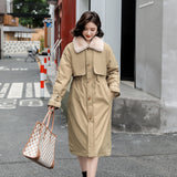 In 2024, Cotton Jacket Women Long Over The Knee Korean Version Loose Plus Velvet And Thick Trench Coat Pie To Overcome The Overalls Student Coat Winter-Outfit