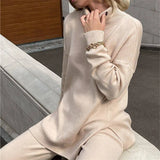 2022 Blue Turtleneck Loose Knitted Sweater Top Women Long Sleeve Jumper Autumn Winter Basic Oversized Casual