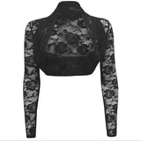 Solid Long Sleeve Floral Lace Shrug Bolero Cardigan Casacos Slim Cropped Tops Ladies Black Jacket Spring Coat Women