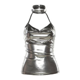 Zingj 2023 New Women's Solid Color Slim Street Fashion Hanging Neck Sexy Back Vest Woman-Outfit