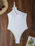 2024 New Solid Color Conjoint Special Fabric Small Flower Conjoined Swimsuit Bikini